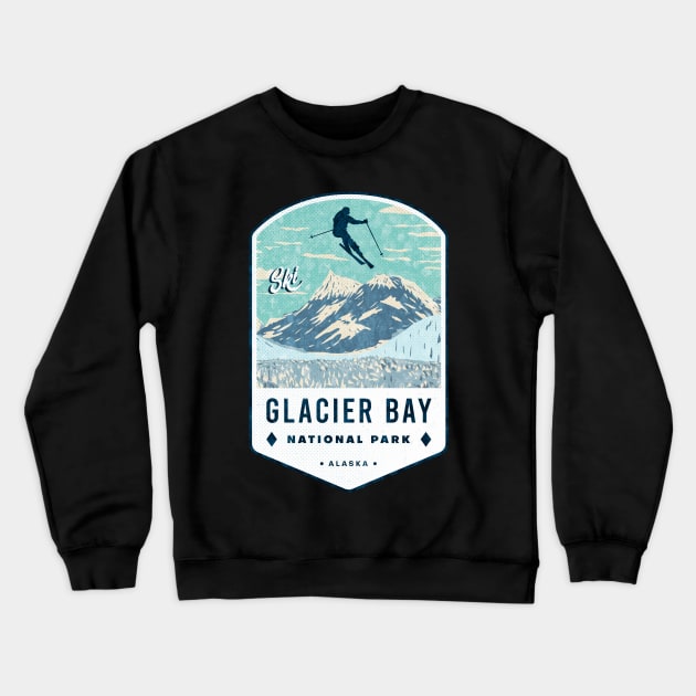 Ski Glacier Bay National Park Alaska Crewneck Sweatshirt by JordanHolmes